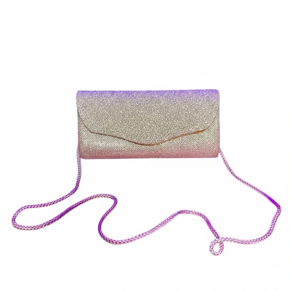Glitter Evening Clutch w/Rope Shoulder Strap, EUC
